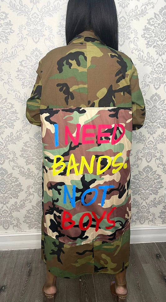 "BANDS NOT BOYS" TRENCH COAT