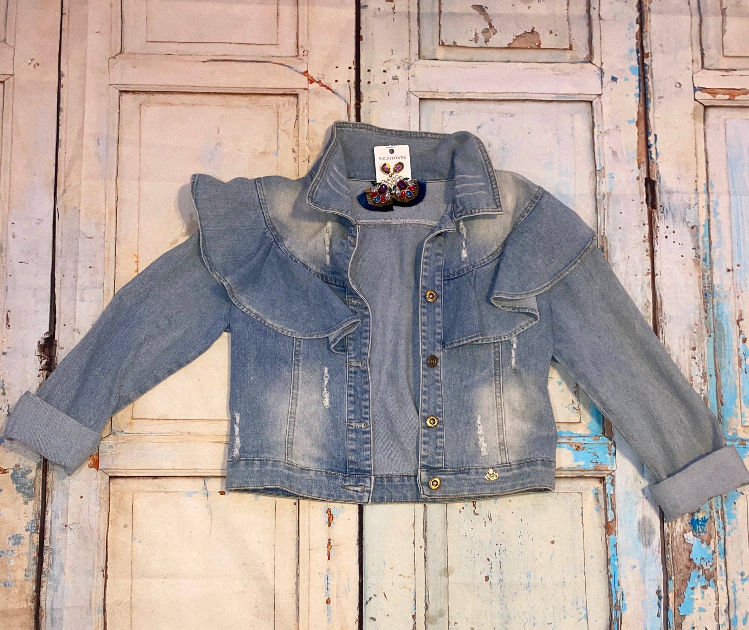 Jean jacket outlet with fluff