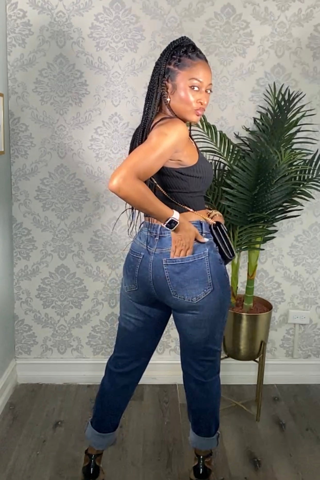 Girls Stylish Denim Pants Casual Jeans Pockets Straight Wide Leg Blue  Trousers | eBay